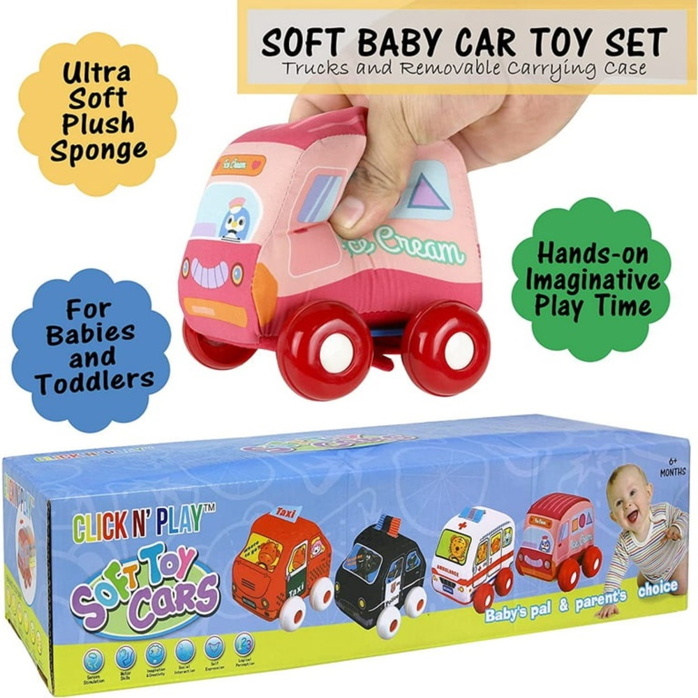 Soft Baby Car Toy Set - Red and Pink NEW IN BOX
